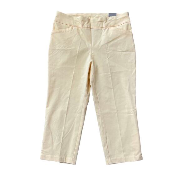 Chico’s 2 (US 12) Slim Capri Pants | Yellow Cream Pull-On Stretch, Brand New NWT - Picture 1 of 7